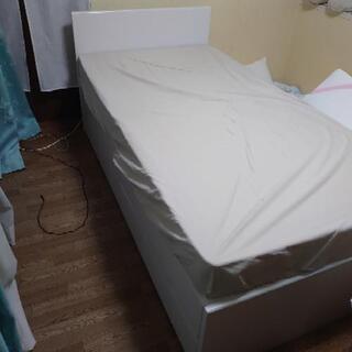 【ネット決済】無料　収納付シングルベッド　マットレス付