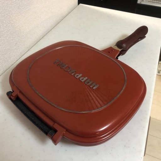 【中古】正規品 ハッピーコール ホットクッカーグルメパン／レッド 直火用