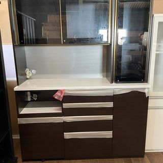 レンジボード 幅139.5cm パモウナ キッチン収納 食器棚 グレー系 
