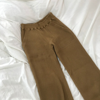 PHEENY ビッグ ワッフル サーマル スリット パンツ