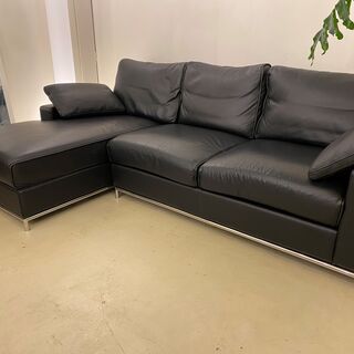 クラスティーナ ULTIMA ウルティマ カウチソファ ソファ 本革 黒 中古品