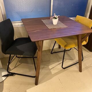 ダイニングテーブルセット ニトリ 3点セット 茶 中古品