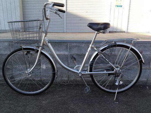 買い物自転車ママチャリ 丸石チェリッシュ 24インチ オートライト 籠付き シルバー 配送無料