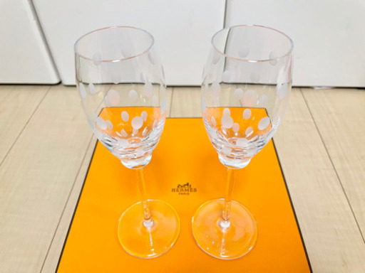美品 HERMES エルメス シャンパングラス ペア ファンファーレ