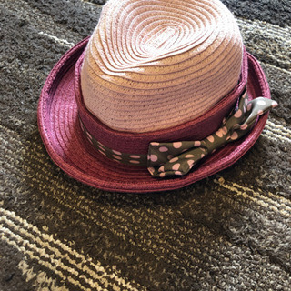 【値下げ】キッズ　ピンクの麦わら帽子