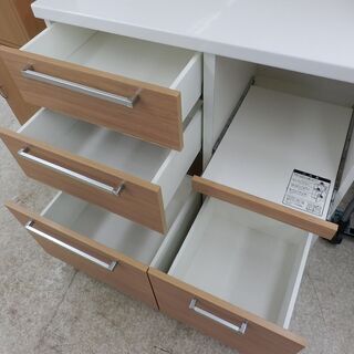 レンジボード 幅90cm×高さ195cm×奥行55cm キッチンボード ホワイト 