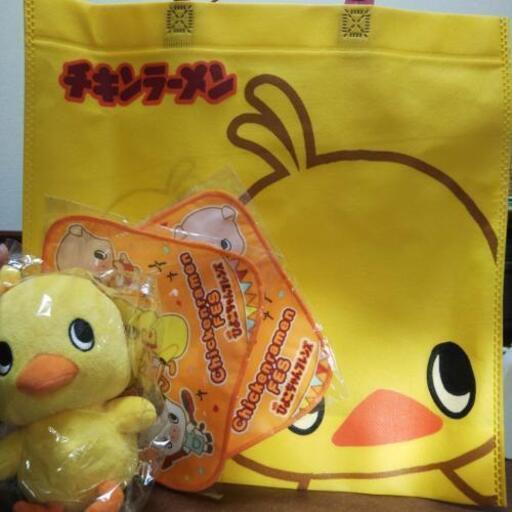 チキンラーメンのかばん・ぬいぐるみ・ハンカチ２枚