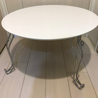 【再値下げ】ニトリ 丸 円形 折りたたみローテーブル ホワイト(白)