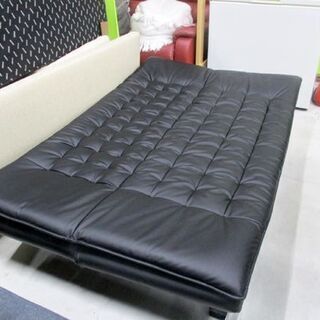 ソファベッド 幅120cm 合皮 ニトリ セミダブル 黒 リクライニング