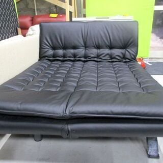 ソファベッド 幅120cm 合皮 ニトリ セミダブル 黒 リクライニング