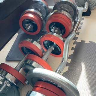 引き取り手決定】フラットベンチ、ダンベルバーベル85kg