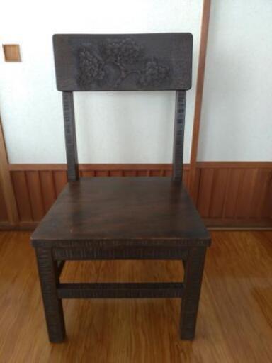 軽井沢彫り　椅子１脚　傷あり