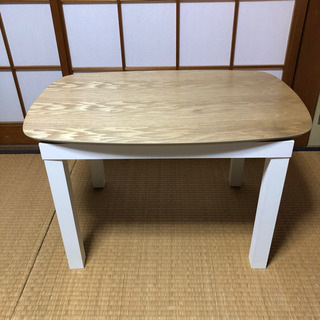 【高さ44cm】ホワイトテーブル+木目調天板