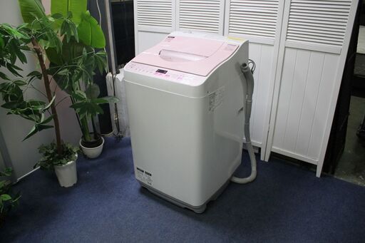 R2569) SHARP 中古 シャープ タテ型洗濯乾燥機 穴なし槽 5.5㎏/乾燥3.5㎏ピンク ES-TX5A-P 2017年製! 洗濯機 店頭取引大歓迎♪