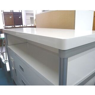 収納家具 札幌 キッチンキャビネット ホワイト エナメル 幅120㎝ 奥行 