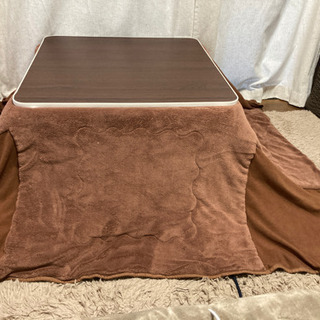 【ネット決済】正方形こたつ付きテーブル、こたつ掛け布団、毛布付き