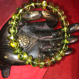 【フォーマルにも】リトアニア産天然極上グリーンアンバー9.5-10㎜ブレスレット