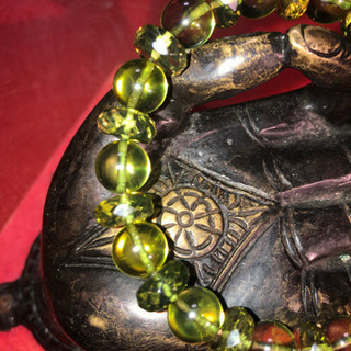 【フォーマルにも】リトアニア産天然極上グリーンアンバー9.5-10㎜ブレスレット