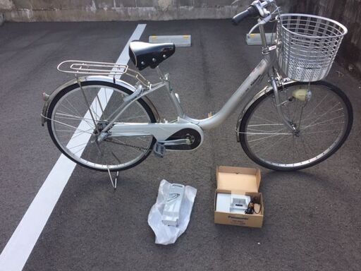 値下げしました！《レンタサイクル店使用　自転車整備士整備済み！》55中古車　電動アシスト　26インチ　Panasonic　シルバー　3段変速付