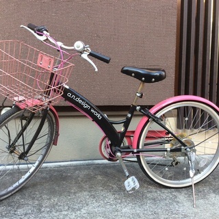 自転車 女の子 22インチ ピンク 黒