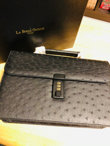 LaBorsaOstrich ハンドバッグ　レザー　ブラック
