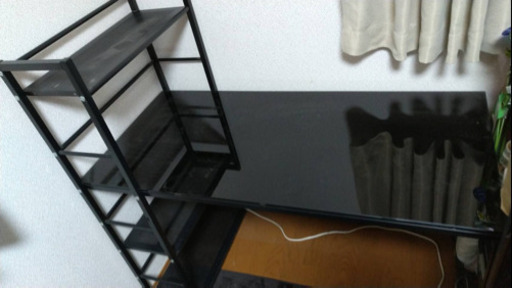 美品！　ガラス板　デスク　パソコンデスク