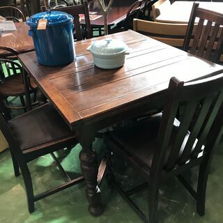 アンティーク 伸長式ダイニング5点セット
