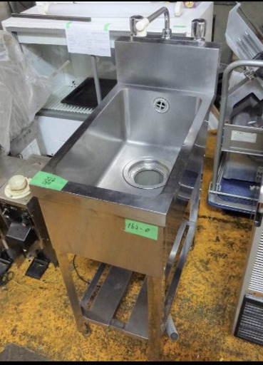 (162-0)☆厨房機器☆業務用/一槽シンク/１槽シンク/W350×D650×H790ｍｍ/BG＆蛇口付き♪