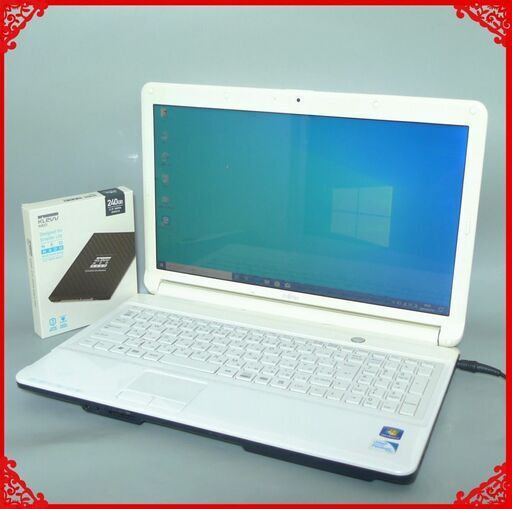 送料無料 1台限定 ホワイト ノートPC 中古良品 15.6型 富士通 AH42/C Pentium 4GB SSD240GB DVDRW 無線 カメラ Win10 テンキー Office
