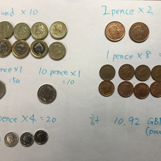 計170.92)UKポンド旧紙幣(160) +硬貨(10.92)