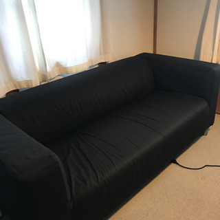 IKEA 3人掛けソファ　黒　無料にしました