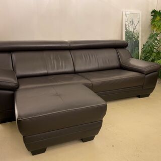 karimoku カリモク ZU53モデル 本革 ZU5306DB ソファ オットマン ブラウン 中古品
