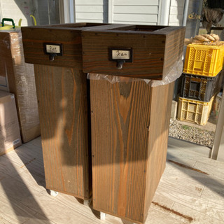 木製　ゴミ箱セット　