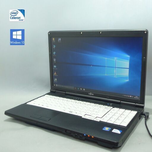送料無料 ノートパソコン 中古動作良品 15.6型 富士通 A561/D Celeron 4GB DVD-ROM Windows10 テンキー付 Office