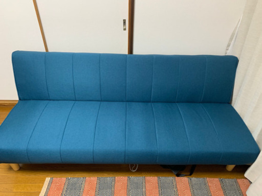 ソファーベッド　ブルー　幅180cm