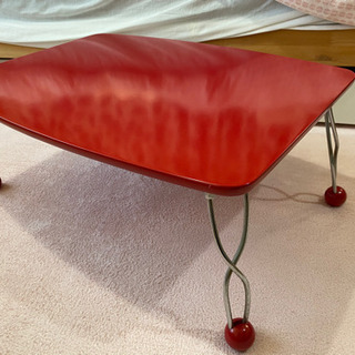 【ネット決済】【立会無し】ローテーブル　折畳式　お洒落デザイン　赤色