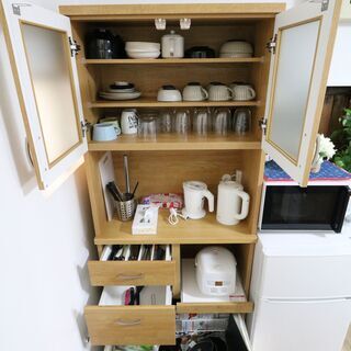 美品 ニトリ 食器棚 キッチンボード(コパン 80KB WH) 約1年半使用 | w2