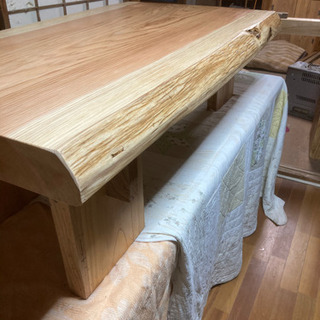 熊本県産 杉ローテーブル 脚 ケヤキ 全長128cm 高さ34.5cm