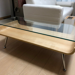【ネット決済】カフェテーブル　ガラス　木製　一人暮らし