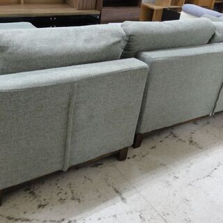 関家具 ファブリックカウチソファ ライトグリーン【ユーズドユーズ 