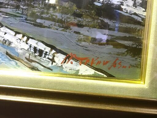 北海道芸術◇ 高橋 益之 『 冬の小樽運河 』□ F8号 / 油彩 / 額装品