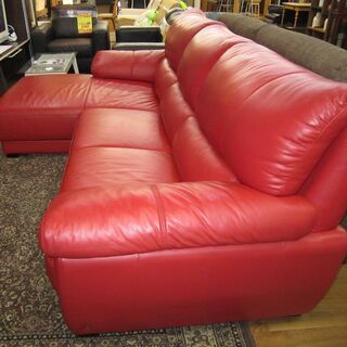 R217 高級 LORENZO 本革 カウチソファ 3人用ソファ美品