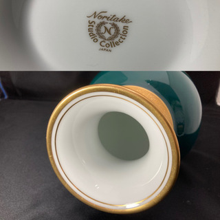 Noritake(ノリタケ)　花瓶　緑地金彩鳥葡萄　廃盤品　専用箱有【愛品倶楽部柏店】 Noritake(ノリタケ) 花瓶 緑地金彩鳥葡萄 廃盤品 専用箱有【愛品倶楽部柏
