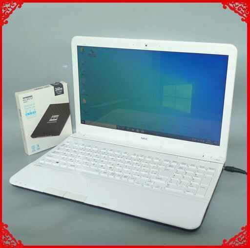 送料無料 新品SSD240GB 1台限定ノートパソコン 中古良品 15.6型 NEC LS150LS6W Core i5 8GB DVDマルチ 無線 カメラ Win10 Office ホワイト