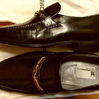 イタリア　MORESCHIモレスキーローファー黒　未使用品　サイズ7 イタリア MORESCHIモレスキーローファー黒 未使用品 サイズ7