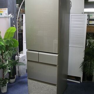 R1871) パナソニック 中古 5ドア NR-E431GV-N 411L ガラストップ(割れ 