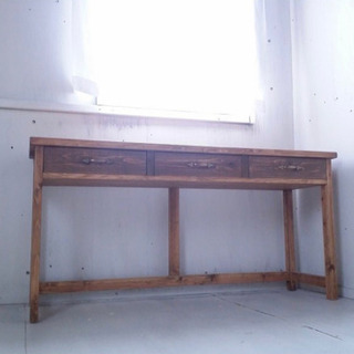 【職人手作りの希少な作業机】無垢桧のワイドデスクPCデスク　