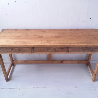 【職人手作りの希少な作業机】無垢桧のワイドデスクPCデスク　