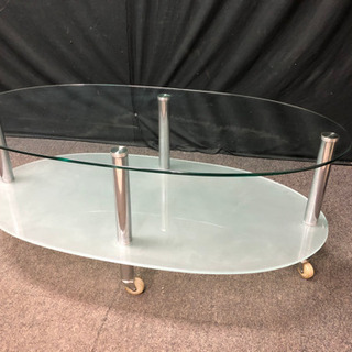 楕円形のガラステーブル（座卓）ローテーブル格安1500円で