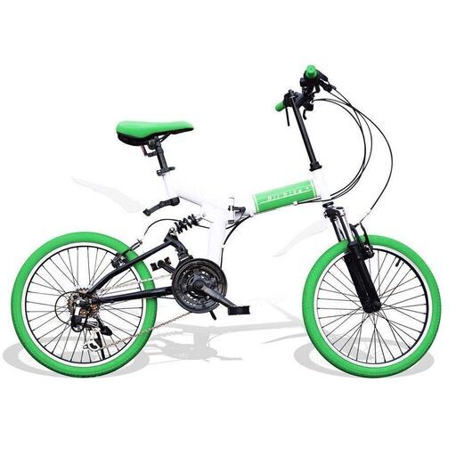 YAF20-245　新品　引き取り限定　箱　折りたたみ自転車 ミニベロ ホワイト×グリーン 20インチ